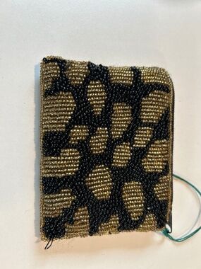 Vintage Black & Gold beaded coin purse